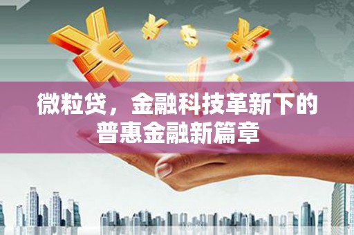 门头沟微粒贷，金融科技革新下的普惠金融新篇章