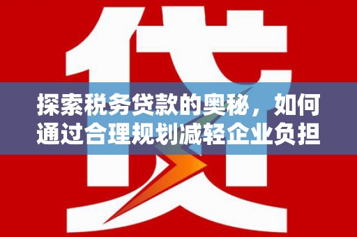 柳河探索税务贷款的奥秘，如何通过合理规划减轻企业负担