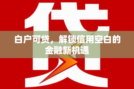 果洛白户可贷，解锁信用空白的金融新机遇