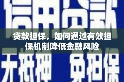 大埤贷款担保，如何通过有效担保机制降低金融风险